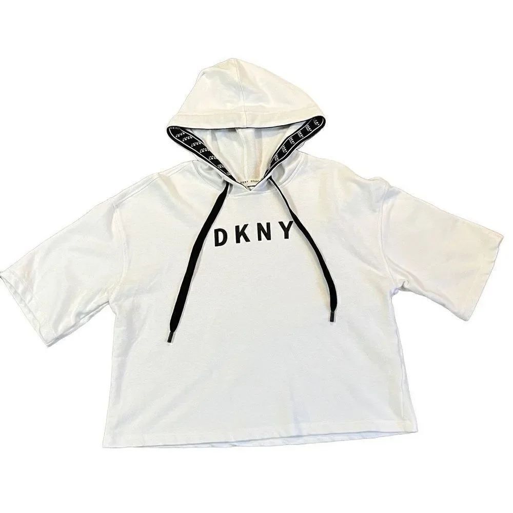 DKNYโWhiteโWomenโsโHoodieโSweatshirtโMedium